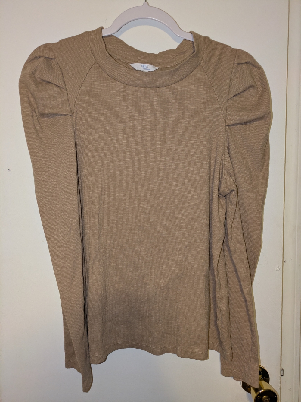 Beige Puff Sleeve Women's Top
